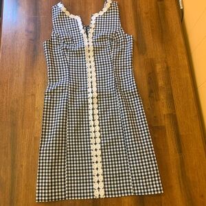 Crown & Ivy Blue and White Gingham Midi Dress